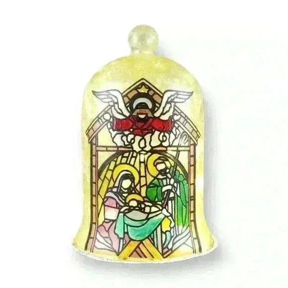 Christmas Nativity "Holy Family" Angel Stained Glass Night Light Lamp Battery - Picture 2 of 8
